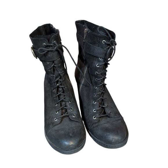 Born Cass Block Heel Bootie Combat Suede Moto Biker Boot Size10 - Picture 6 of 7
